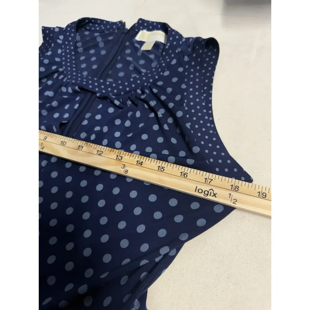 Michael Kors Women’s Blue And White Polka Dot Dress Size Small F58